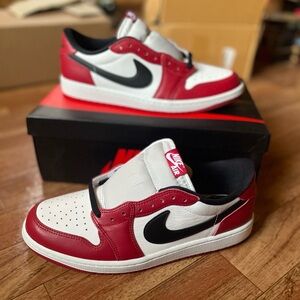 Jordan Red, Black, and White Athletic Shoes